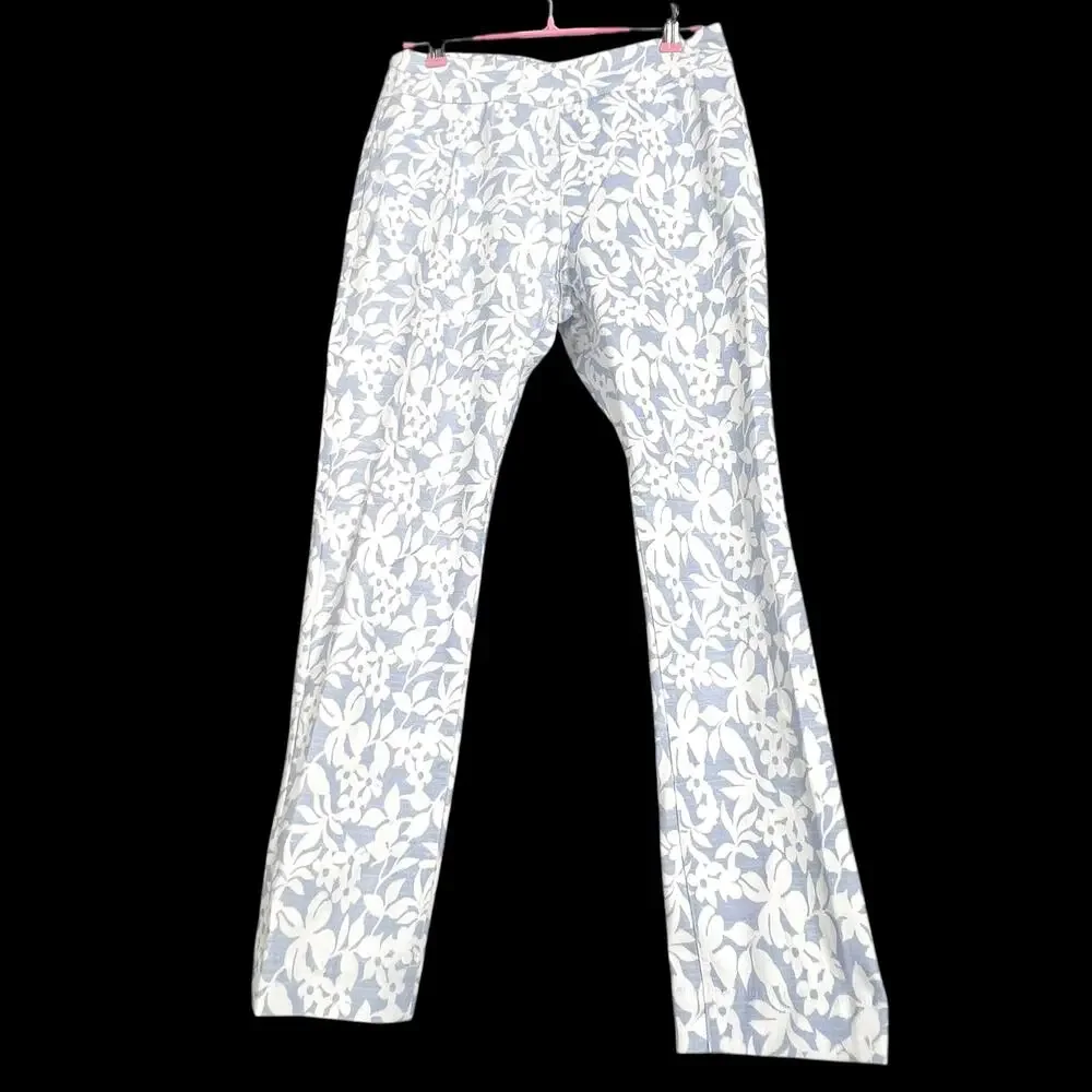 SOFT SURROUNDINGS Pale Blue & White Floral Stretch Twill Pull On Pants XSP